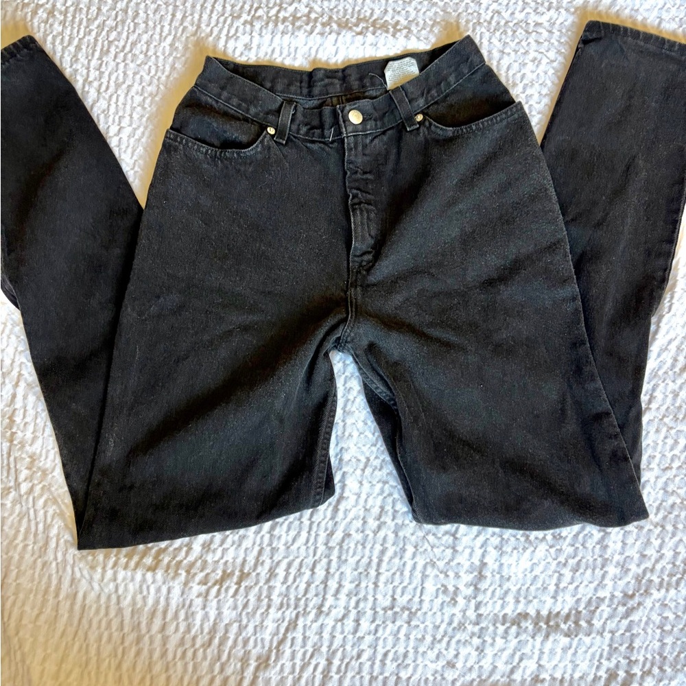 90s vintage indie minimalist grunge black high waisted denim straight leg jeans